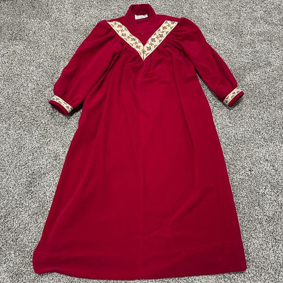 VANITY FAIR PETITES Vintage Half Zip Up Long Sleeve Winter Nightgown Robe Size M - Picture 1 of 8